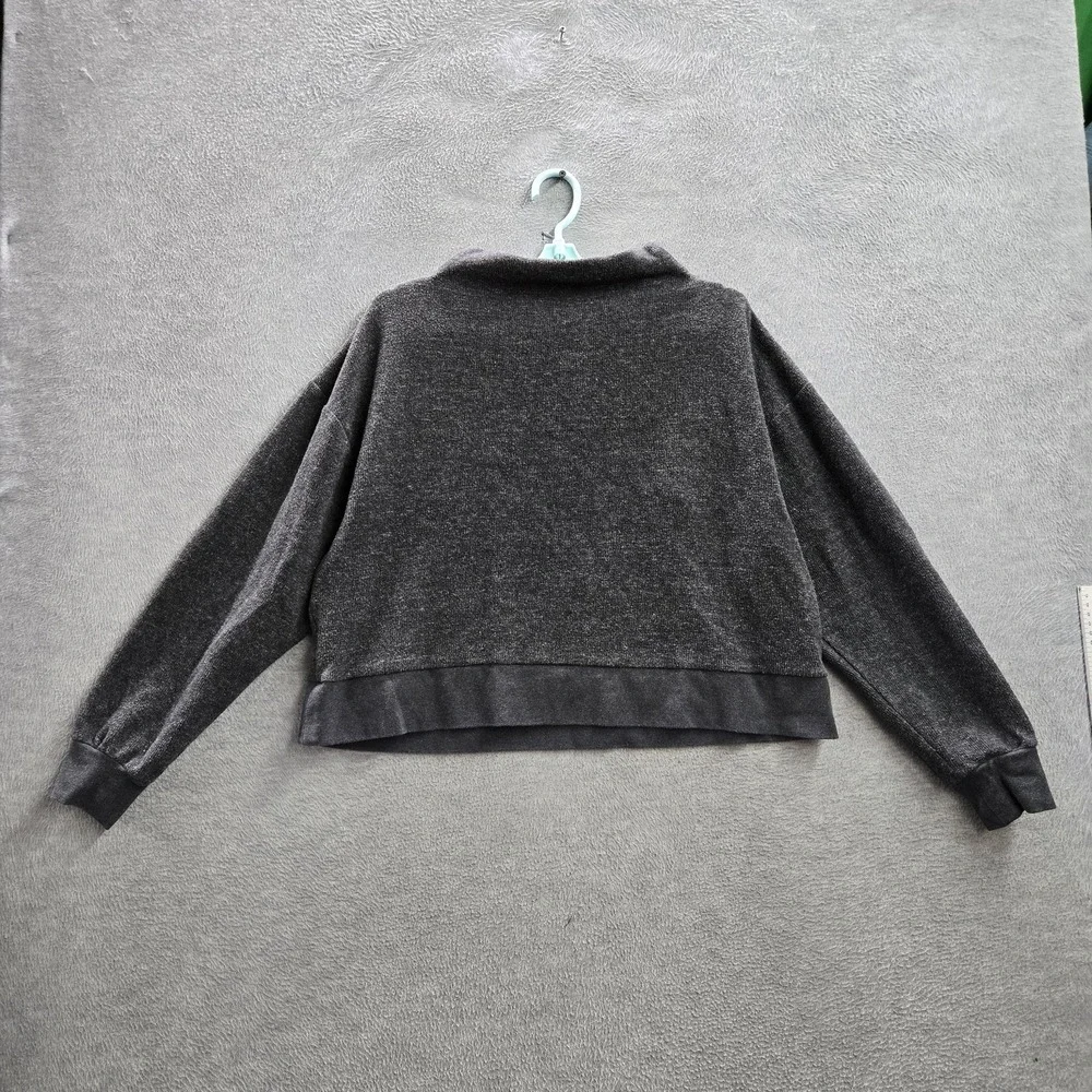 VINTAGE Nike Women Sweatshirt S Gray THERMA-FIT‎ Crop Center Swoosh Logo Y2K